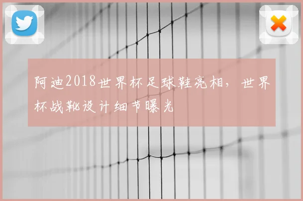 阿迪2018世界杯足球鞋亮相，世界杯战靴设计细节曝光